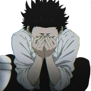 😔 anime, traurig, weinend, junge, emotion, illustration, aufkleber whatsapp sticker