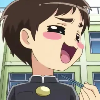 🕶 Anime, Jongen, Student, Eetstokjes, Schattig, Schooluniform telegram sticker