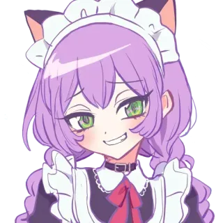 😏 Anime, Maid, Oreilles de chat, Mignon, Dessin animé, Manga telegram sticker