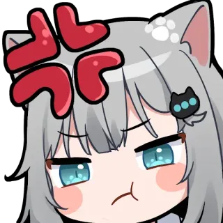 💢 tức giận, anime, tai mèo, khó chịu, biểu cảm, hoạt hình telegram sticker