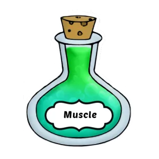 🍹 Muscle potion, muscle, strength, bottle, cartoon telegram sticker