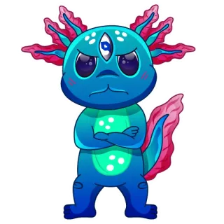 🤬 อ็อกโซล็อต, สัตว์ประหลาด, การ์ตูน, น่ารัก, สามตา telegram sticker