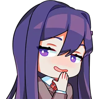 😏 Yuri Doki Doki Literature Club! Anime, Manga, Sticker, Carino, Capelli viola, Doki Doki Literature Club telegram sticker