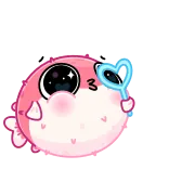😘 mignon, dessin animé, kawaii, poisson-globe, bulle, bulles de savon whatsapp sticker