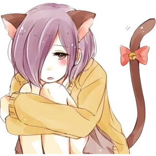 😽 Anime, Gato, Garota gato, Neko, Kawaii, Fofo, Mangá, Orelhas, Rabo telegram sticker