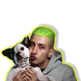 💋 osoba, pies, zwierzę domowe, portret, zwierzę, człowiek, mężczyzna, przyjaciel telegram sticker
