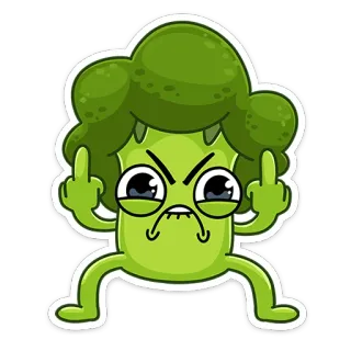 🖕 브로콜리, 채소, 가운데 손가락, 모욕적인 제스처, 만화, 스티커 telegram sticker