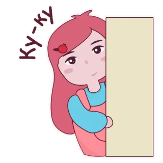 👀 ку-ку 女孩, 偷看, 俄语, 可爱, 卡通, 窥视, 隐藏 telegram sticker
