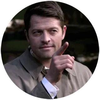 ☝ Castiel Supernatural tv, anioł, nadprzyrodzone, misha collins, wskazujący telegram sticker