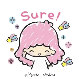 💫 Sure! estrellas, lindo, dibujos animados, saludo, afirmativo telegram sticker