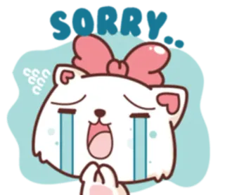 😭 SORRY... 고양이, 슬픈, 사과, 귀여운, 우는, 카와이, 미안 telegram sticker