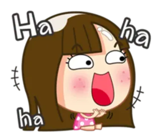 😃 Ha ha ha cartoon, funny, laughing, humor, haha, girl, happy whatsapp sticker