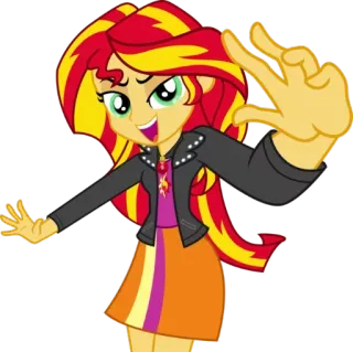 🤗 Sunset Shimmer My Little Pony: Equestria Girls animiert, Cartoon, Figur, Mädchen, Magie whatsapp sticker