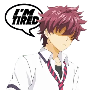 😓 I'M TIRED stanco, anime, esausto, assonnato, cartone animato telegram sticker