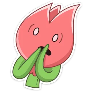 😳 flower, tulip, cartoon, cute, shocked, worried, emoji telegram sticker