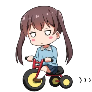 🚲 Anime, Dessin animé, Tricycle, Fille, Mignon, Chibi telegram sticker