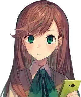 😕 Anime, Gadis, Ponsel, Potret, Kartun telegram sticker