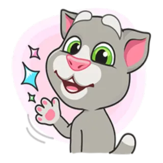😌 Talking Tom cat, cartoon, animal, friendly, sparkle telegram sticker