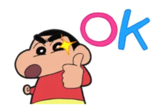 👍 Shin-chan OK Anime, Dibujos animados, Pulgar arriba, Ok, Positivo, Aprobación telegram sticker