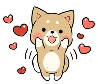 😃 собака, сиба ину, сердечки, милый, животное, наклейка, мультик telegram sticker