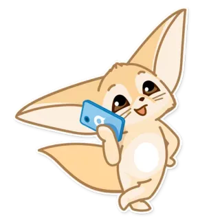 📞 volpe fennec, animale, cartone animato, telefono, carino, volpe del deserto telegram sticker