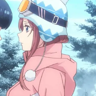 🐾 Anime, Ragazza, Inverno, Neve, Sci, Cappello, Carina, Cartone animato telegram sticker