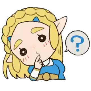 ❓ Princess Zelda The Legend of Zelda Zelda, Princesa, Videojuego, Pensando, Pregunta, Lindo telegram sticker