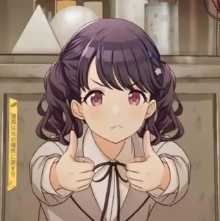 👍 Anime, Chica, Pulgares arriba, Positivo, Lindo telegram sticker