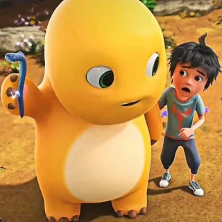 🧽 dinossauro, menino, desenho animado, animação, fofo telegram sticker