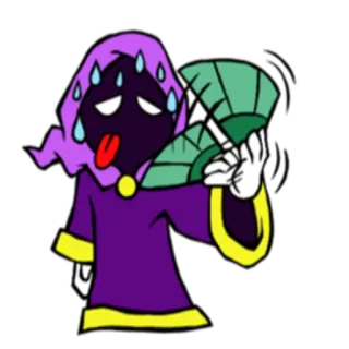 ☀ Dessin animé, Transpiration, Ventilateur, Violet, Fatigué, Épuisé whatsapp sticker