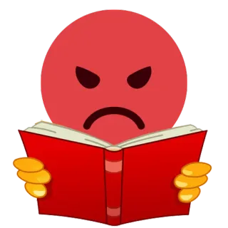 📔 Emoji, Lectura, Enojado, Rojo, Libro, Expresión telegram sticker