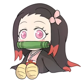 😶 Nezuko Kamado Demon Slayer nezuko, demon slayer, anime, chibi, cute, cartoon, manga telegram sticker