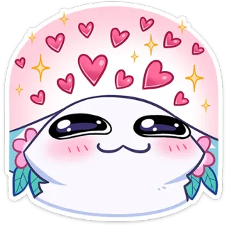 🥰 schattig, harten, kawaii, cartoon, sticker, glitters, personage telegram sticker