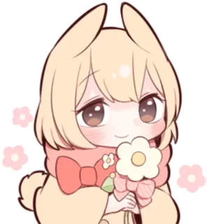 🌼 귀여운, 애니메이션, 토끼, 꽃, 만화, 카와이, 치비 telegram sticker
