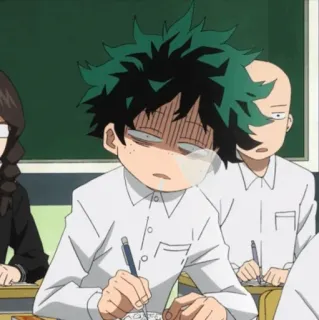 🥦 Izuku Midoriya My Hero Academia 애니메이션, 나의 히어로 아카데미아, 데쿠, 미도리야 이즈쿠, 학생, 지침 telegram sticker