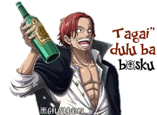 🍺 Shanks One Piece Taguy dulu ba bosku วันพีซ, แชงคส์, อนิเมะ, มังงะ, โจรสลัด, เครื่องดื่ม, งานเฉลิมฉลอง telegram sticker
