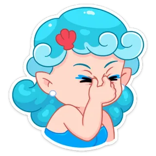 👃 Kartun, Putri duyung, Menangis, Sedih, Emosi, Karakter, Rambut biru telegram sticker