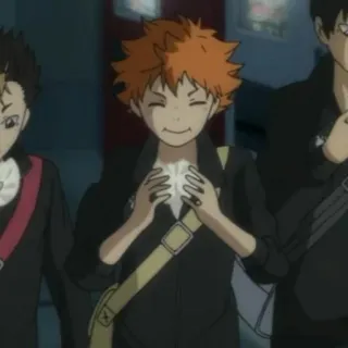 ⚰ Hinata Shoyo Haikyuu!! Anime, Haikyuu, Hinata Shoyo, sorrindo, personagem, desenho animado telegram sticker