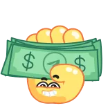 🤑 dinero, dibujo animado, moneda, mano, efectivo telegram sticker