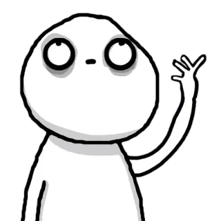 😐 Cartoon, Figur, Winken, Weiß, Zeichnung telegram sticker