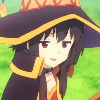 ☺️ Megumin Konosuba anime, magic, wizard, girl, cute telegram sticker