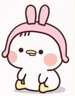 ⭐ lucu, kartun, binatang, bebek, kelinci, merah muda, karakter, kawaii telegram sticker