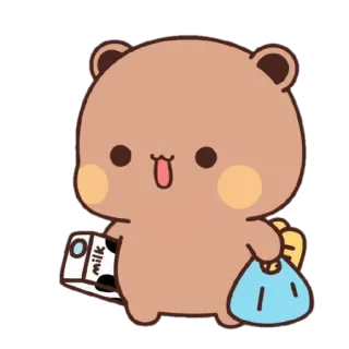 🍼 milk urso, fofo, kawaii, leite, compras, desenho animado telegram sticker