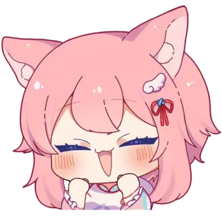 ☺️ anime, cute, pink, kawaii, chibi, cat ears telegram sticker