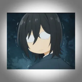 💫 Anime, Manga, Charakter, Schwarze Haare, Brille, Traurig telegram sticker