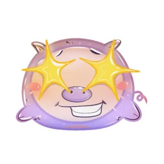 🤩 cerdo, lindo, dibujos animados, ojos brillantes, feliz, animal whatsapp sticker