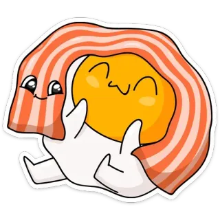 ☺️ telur, daging asap, kartun, makanan, imut, jari tengah telegram sticker
