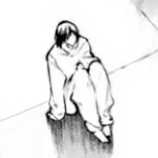 🥚 Anime, Mangá, Pessoa, Sentado, Triste telegram sticker