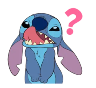 😆 Stitch Стич, Дисней, Лило и Стич, вопросительный знак, мультфильм telegram sticker