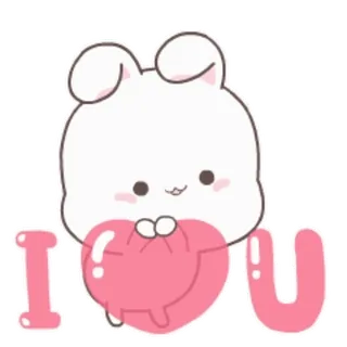 ❤️ I U lindo, conejo, amor, corazón, te quiero, sticker telegram sticker